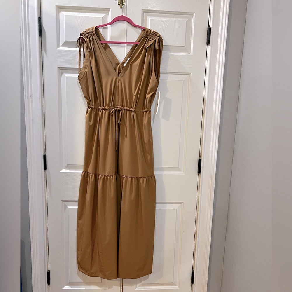 NWT Calvin Klein Tie Shoulder Tiered Midi Dress Size 12